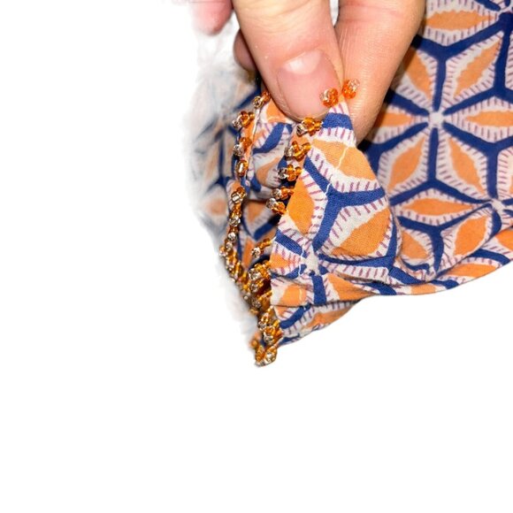 Roberta Roller Rabbit blue orange Indian Block Print Star Fruit tunic to… - Picture 4 of 7